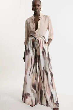 Karen Millen Abstract Print Viscose Woven Pants pink Online