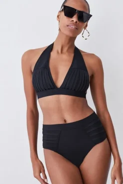 Karen Millen Bandage Sheer Stripe Bikini set black Fashion