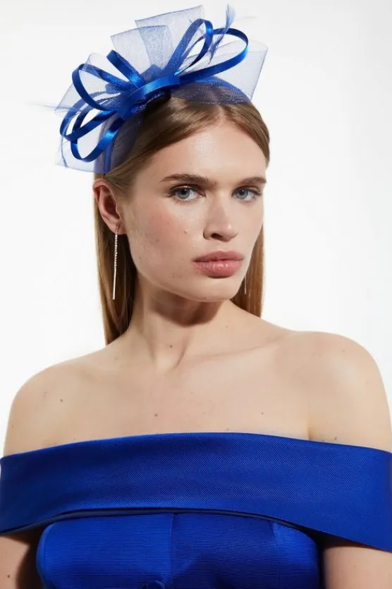 Karen Millen Bow Loop Detail Fascinator cobalt Hot