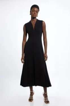 Karen Millen Cashmere Blend Sleeveless Full Skirted Midaxi Dress black Online