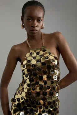 Karen Millen Chain Mail Halter Top gold Discount