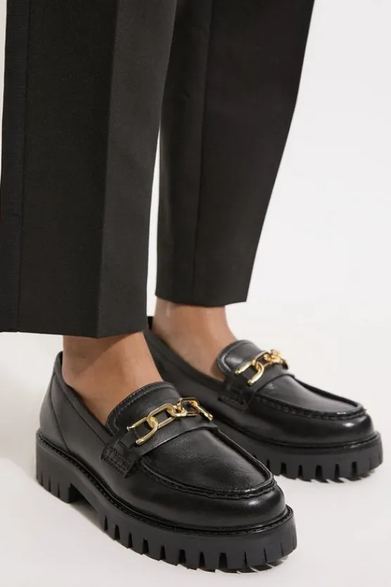 Karen Millen Chunky Leather Loafer black Clearance