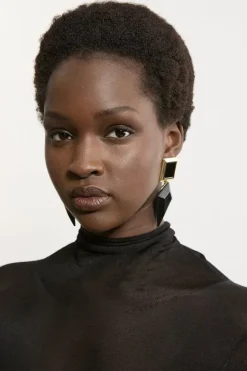 Karen Millen Chunky Statement Drop Earring gold Hot