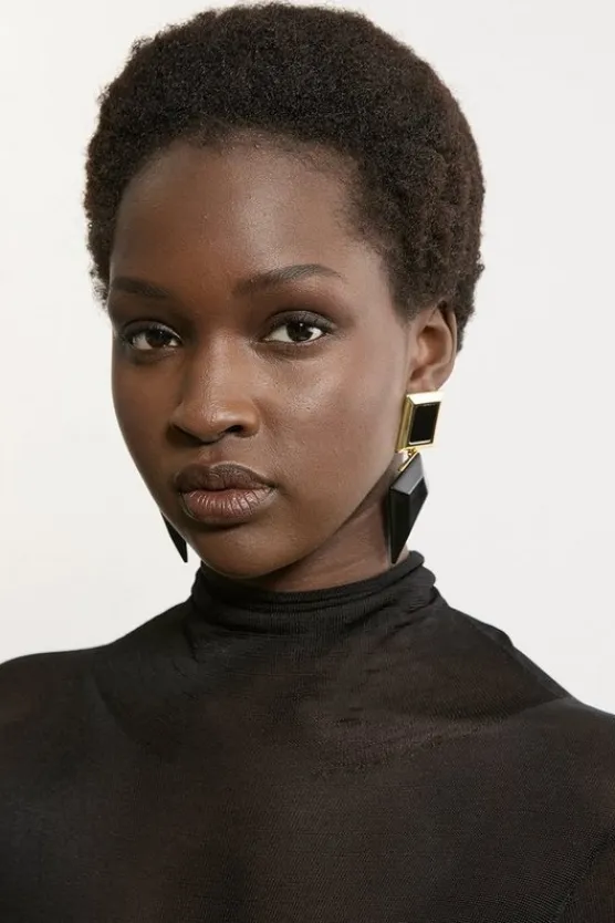 Karen Millen Chunky Statement Drop Earring gold Hot