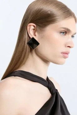Karen Millen Chunky Statement Square Stud Earring gold Hot
