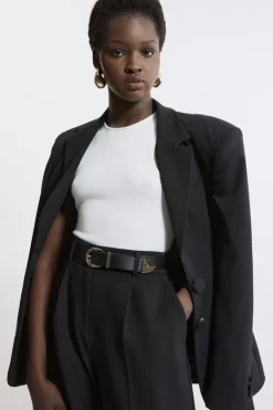 Karen Millen Classic Leather Belt black Hot