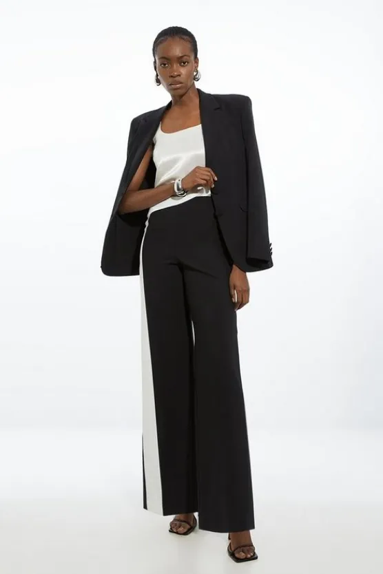 Karen Millen Clean Tailored Color Block Wide Leg Pants mono Best