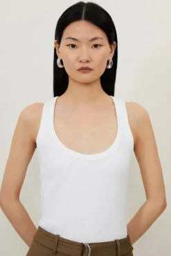 Karen Millen Compact Jersey Rib Racer Crop Top white Sale