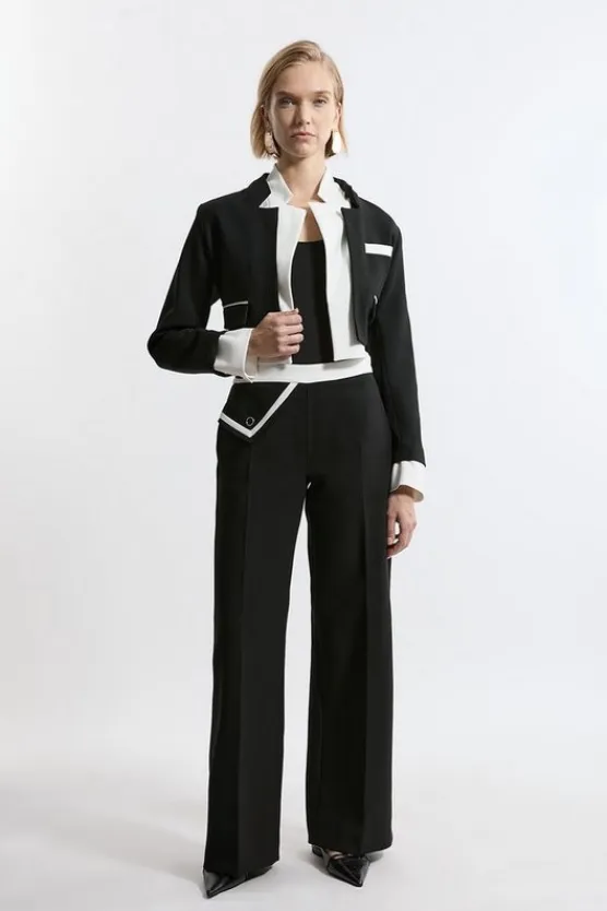 Karen Millen Compact Stretch Contrast Tipped Pants black Best
