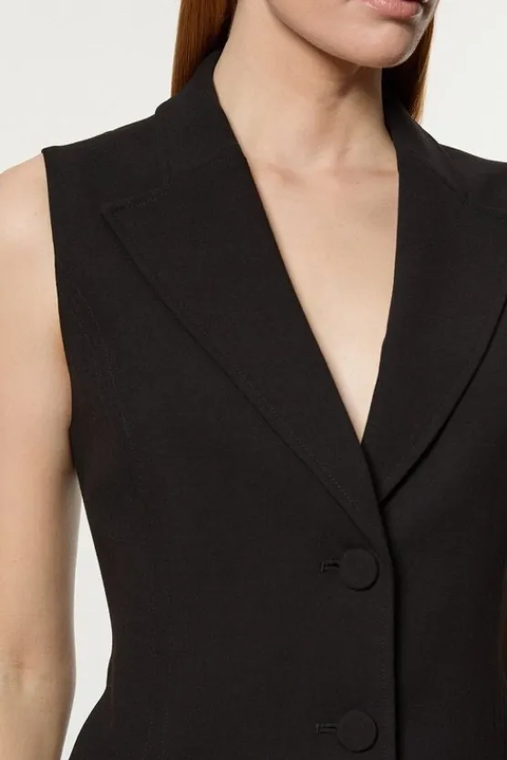 Karen Millen Compact Stretch Essential Tailored Vest black Clearance
