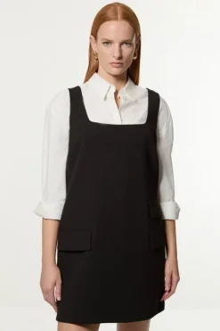 Karen Millen Compact Stretch Essential Tailored Pocket Mini Dress black Discount