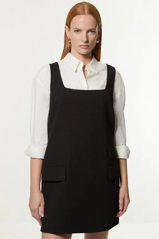 Karen Millen Compact Stretch Essential Tailored Pocket Mini Dress black Discount