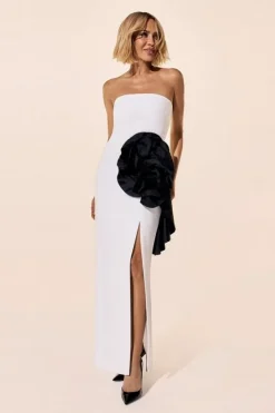 Karen Millen Compact Stretch Taffeta Rosette Midi Dress mono Best