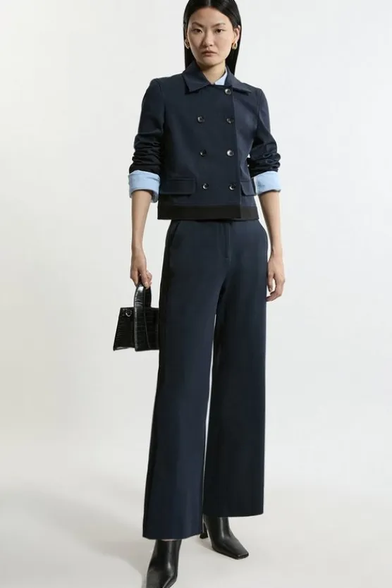 Karen Millen Compact Stretch Tailored High Waisted Slim Leg Pants navy Outlet