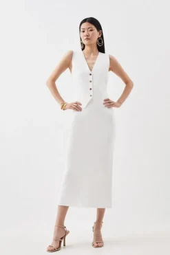 Karen Millen Compact Wool Look Knit Set ivory Hot