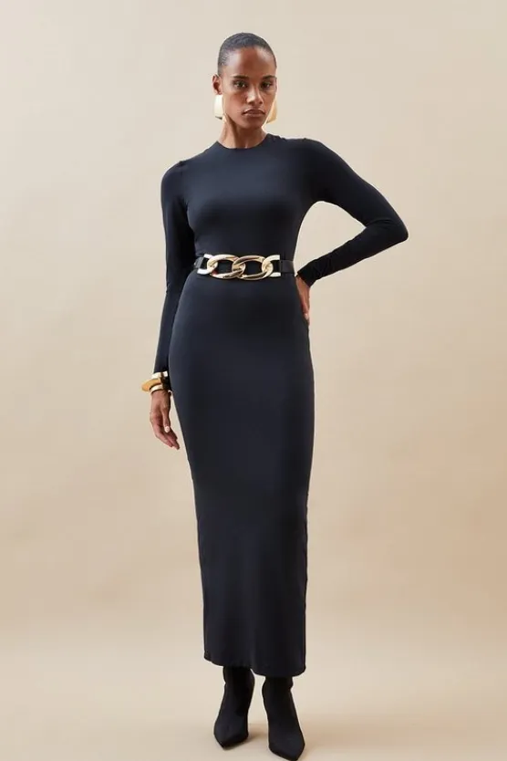 Karen Millen Contour Jersey Midaxi Skirt black Discount