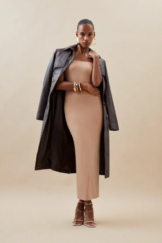 Karen Millen Contour Jersey Strappy Midaxi Dress nude Clearance
