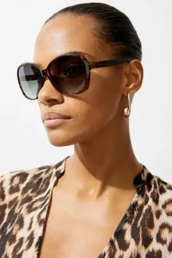 Karen Millen Croc Detail Sunglasses champagne Sale