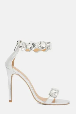 Karen Millen Crystal Stone Double Strap Stiletto Heel silver Online