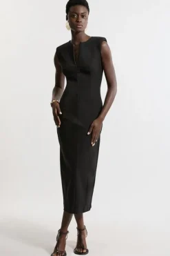 Karen Millen Dart Detail Luxe Ponte Jersey Midi Dress black Best
