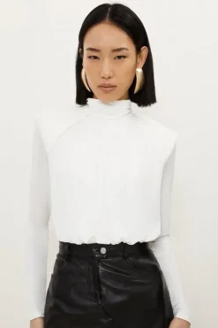 Karen Millen Drapey Jersey Crepe Bodysuit ivory Best