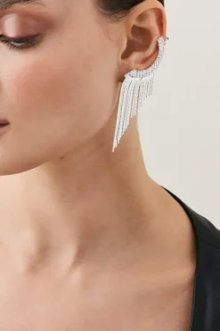 Karen Millen Ear Cuff Drop Detail Earring silver New