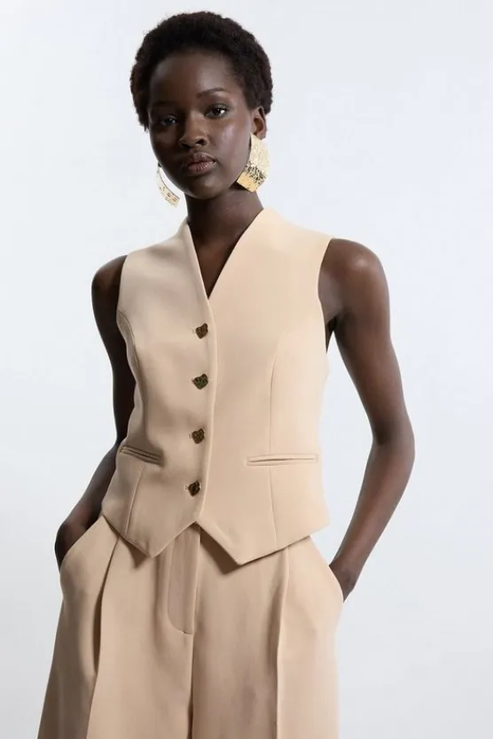 Karen Millen Essential Tailored Button Through Vest beige Hot