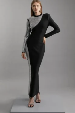 Karen Millen Figure Form Bandage Asymmetric Embellished Maxi Dress black Outlet