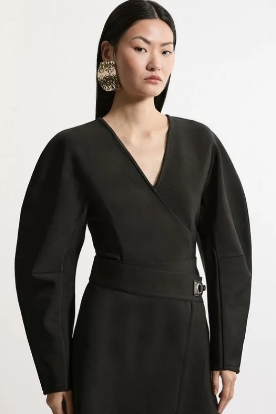 Karen Millen Figure Form Bandage Banana Sleeve Knit Top black Discount