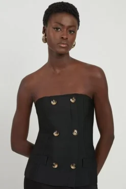 Karen Millen Figure Form Bandage Bandeau Knit Top black Hot