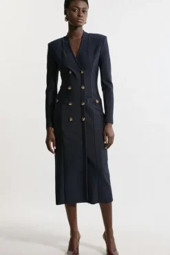 Karen Millen Figure Form Bandage Blazer Style Knit Midi Dress navy Online
