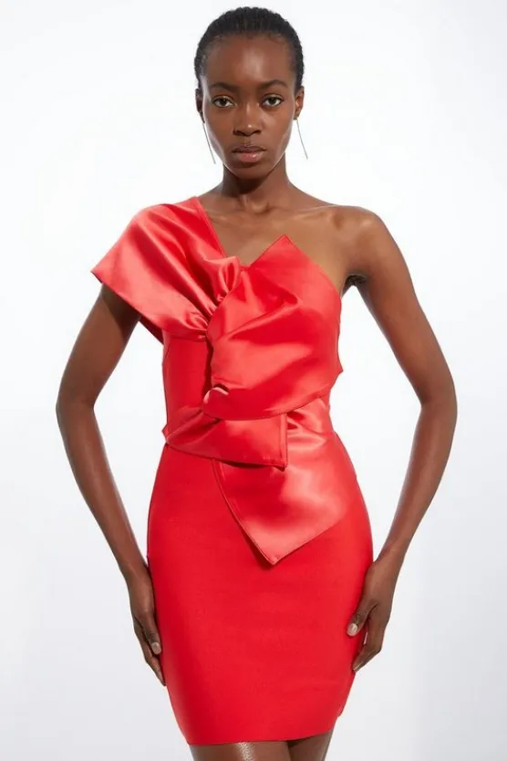 Karen Millen Figure Form Bandage Dramatic Bow Detail Mini Dress red Online