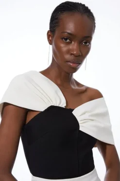 Karen Millen Figure Form Bandage Knit Asymmetric Strap Top black Fashion