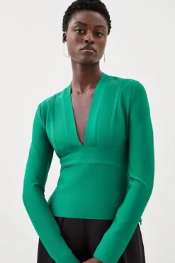 Karen Millen Figure Form Bandage Knit Top green Outlet