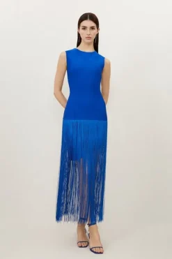 Karen Millen Figure Form Bandage Tassel Hem Dress cobalt Outlet