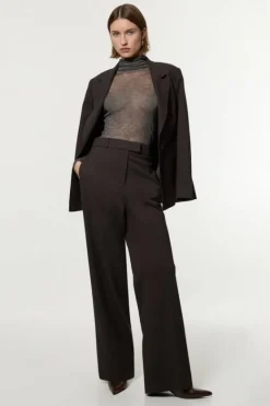 Karen Millen Flannel Tailored Wide Leg Pants grey Best