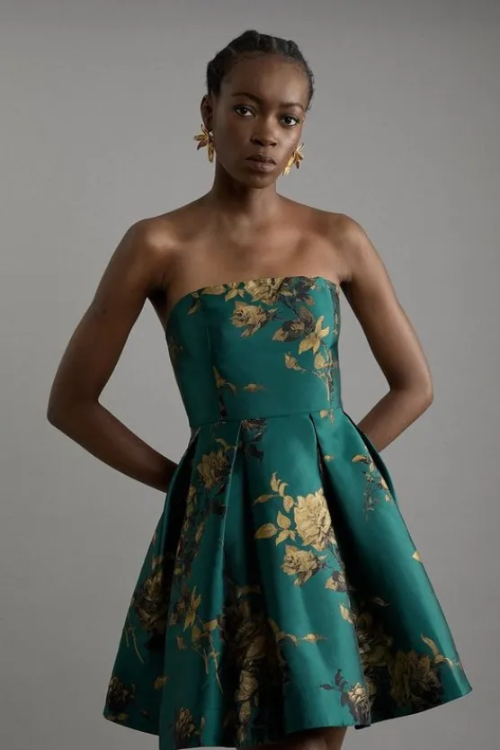 Karen Millen Floral Print Woven Mini Dress green Best