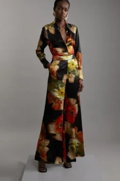 Karen Millen SATIN CO-ORD floral Hot