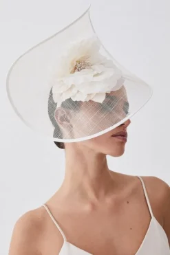 Karen Millen Flower Trim Headband Fascinator ivory Fashion