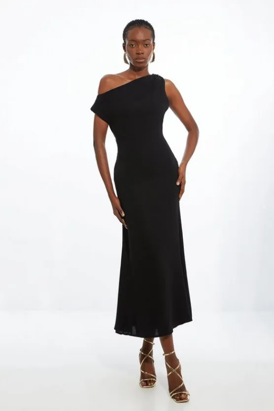 Karen Millen Fluid Tailored Drop Shoulder Maxi Dress black Discount