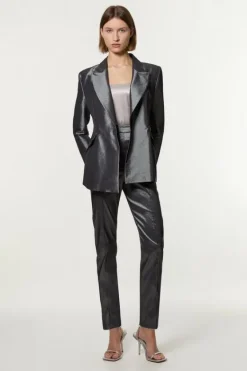Karen Millen Fluid Tailored Metallic Suit Set silver Fashion
