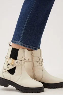 Karen Millen Gemstone Strappy Chelsea Boot cream Fashion