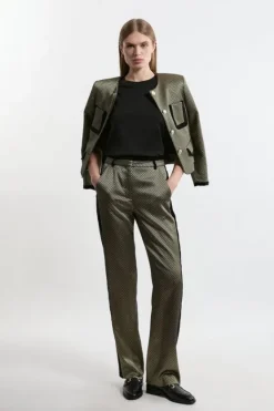 Karen Millen Jacquard Velvet Mix Dress Pants geo Online