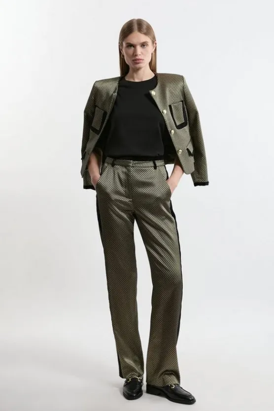 Karen Millen Jacquard Velvet Mix Dress Pants geo Online