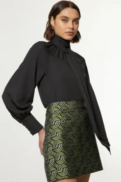Karen Millen Geometric Jacquard Twill Tailored Mini Skirt green Best