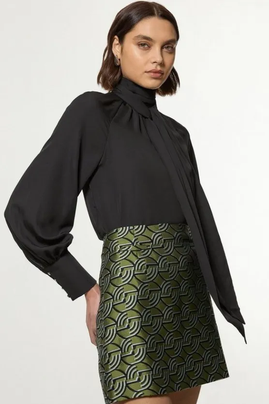 Karen Millen Geometric Jacquard Twill Tailored Mini Skirt green Best