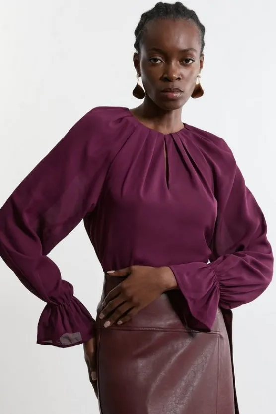 Karen Millen Georgette Pleated Woven Co-ord purple Best