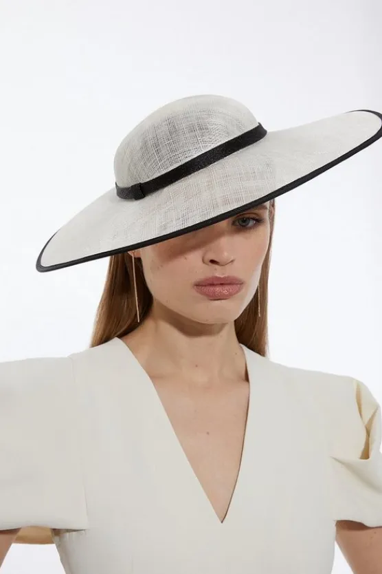 Karen Millen Grosgrain Trim Large Disc Fascinator ivory Outlet