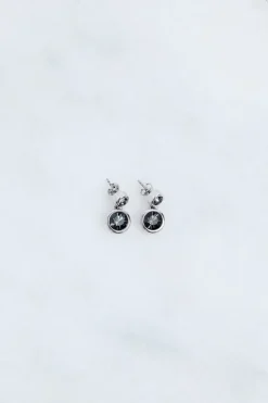 Karen Millen Hand Set European Crystal Solitaire Drop Earrings black Discount
