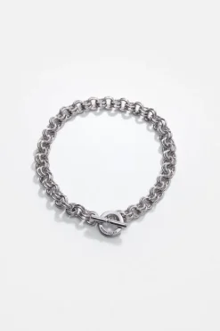 Karen Millen Hand Set European Crystal T-Bar Chain Bracelet silver Best